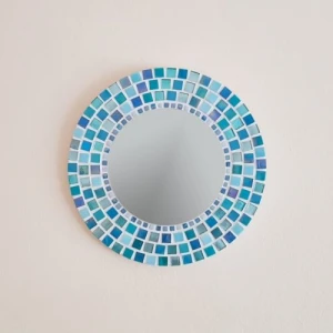 30-80CM Round Decorative Hanging Round Blue Ray Wall Glass Mosaic Mirror