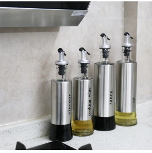 304 stainless steel oil bottle glass bottle press switch household sauce vinegar bottle