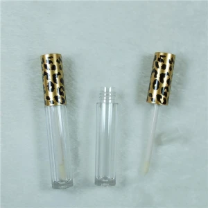 3ml Hot sale Golden leopard Round clear bottle color clear bottle doe foot lip gloss tubes