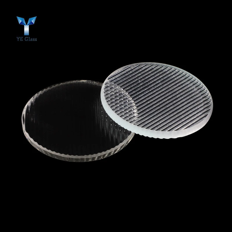 3mm Thickness Round Extra Clear Stripe Tempered Glass For Light