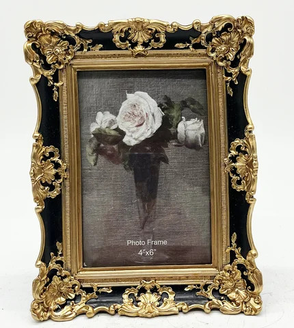 4x6 5x7 8x10 Ornate Antique Blue Gold Vintage Photo Frame for Tabletop or Wall