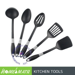 5 pcs nylon kitchenware utensils kitchen tools set with big soft grip handle slotted turner spatula ladle spoon pasta rake
