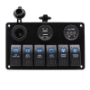 6 Gang Car Auto Rocker Switch Panel Dual USB Digital Voltage Display Boat Marine Switches Panel With Cigarette Lighter