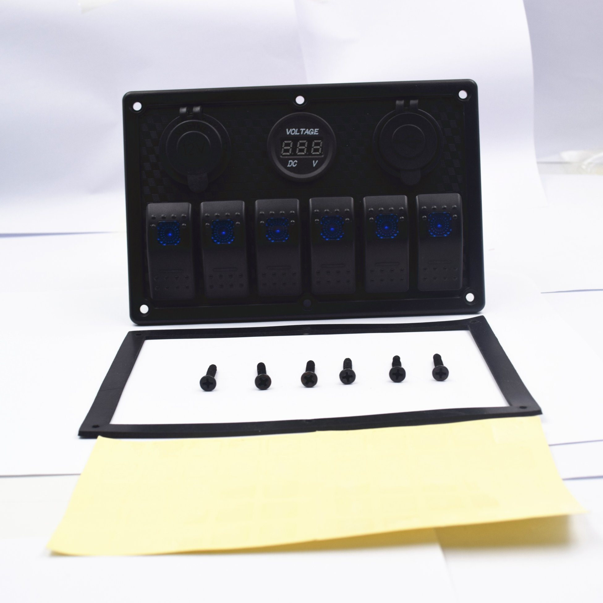 Buy 6 Gangs Waterproof Rocker Switch Panel With Cigarette Lighter Power ...