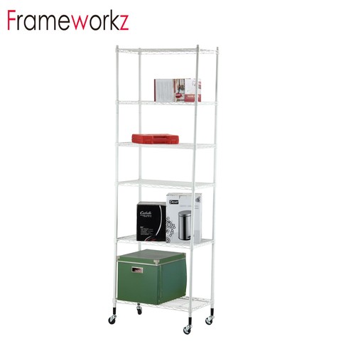 60 x 35 x H180cm Commercial 6 Tier Shelf Adjustable Steel Wire Metal Shelving with wheels