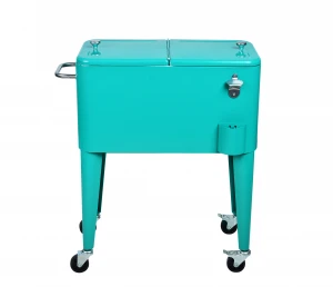 60QT  Cooler Box ,Beverage Cooler Push Cart with Wheels