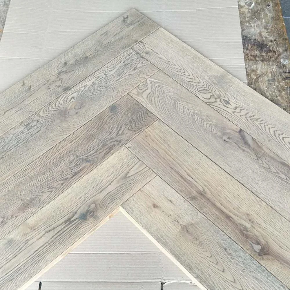 610x125mm grey oak herringbone parquet flooring