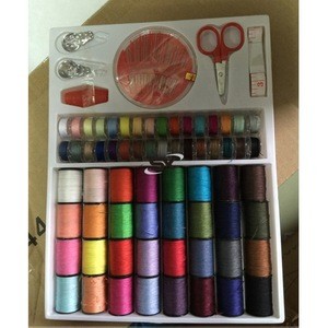 64 Spools Craft Scissor Stitches Needles Tools Sewing Machine Accessories Multicolor Sewing Threads Box Sewing Tools Kit