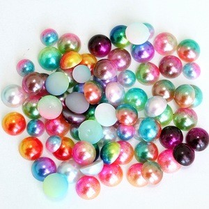 65 Colors Wholesale Plastic Hair Clip Pearls Shiny Flatback Button 6mm Loose ABS Half Round Faux Pearl Beads for Bags Decoration
