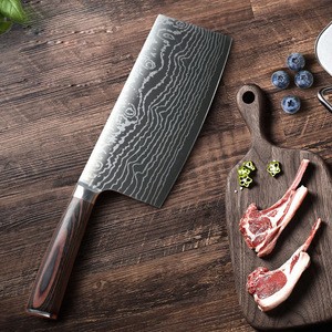 6.8 inch 5Cr15Mov Carbon Steel Color Pakka Wood Chinese Cleaver Chopping Stainless Steel Kitchen Knife