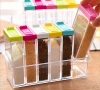 6pcs/Set Seasoning Storage Box Spice Jar Storage Bottle Acrylic Transparent Salt Condiment Cruet Kitchen Storage
