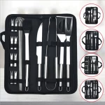 7-piece Set Portable Stainless Steel Grill Set Barbecue Combination Tool Outdoor Garden Barbecue BBQ Tool Set