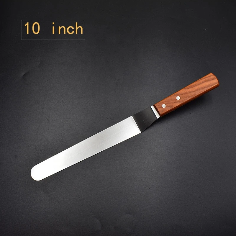 8/10 Inch Stainless Steel Butter Cake Spatula with Wooden Handle Kitchen Smoother Baking Decorating Tools Fondant Pastry Cutter