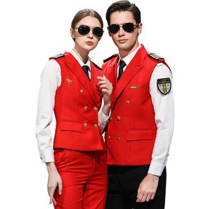 Airline Stewardess Pilot Uniforms Suits Vest Waistcoat Dress