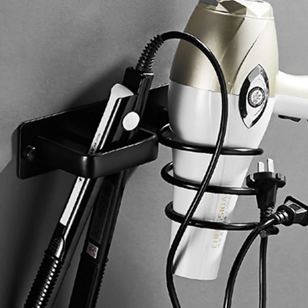 Aluminium alloy material hair dryer bracket silver/black colors wall mounted hair dryer holder