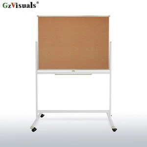 Aluminum Frame Mobile Reversible Bulletin Board Free Standing Double-Sided Cork Board