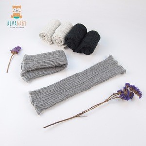 ALVABABY Black Color Cotton Baby Leg Warmers Knitted Baby Socks