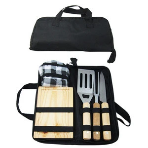 Amazon Hot Sale Stainless Steel BBQ Tools Set With Carrying Case  Portable BBQ