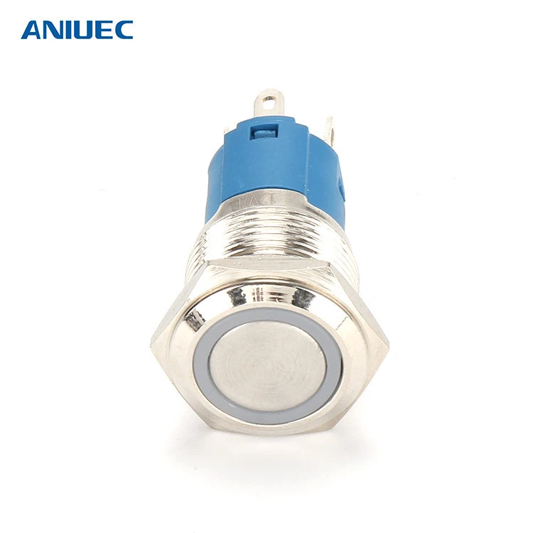 ANIUEC 16mm Stainless Steel Anti-Vandal Waterproof led Illuminated Momentary push button switch