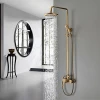 Antique Brass Tub Shower Faucet with 8 inch Shower Head + Hand Shower
