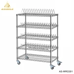 ASSMILE 5 Layers ESD SMT Reel Rack Holder Rolling Storage Cart Chrome Steel Wire Shelf With Wheels Workshop Transfer Trolley