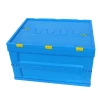 Attached Lid Plastic Foldable Crates For Warehouse