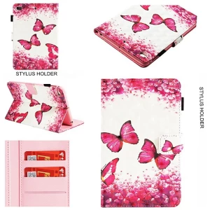 Auto Sleep Wake Up Butterfly Printing PU Leather Stand Flip Tablet Case Cover for Apple iPad Mini 1 2 3 4 5 for Amazon Kindle
