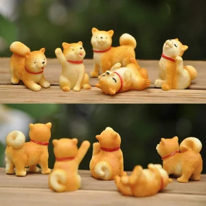 BAIUFOR Animals Miniatures Little Cute Yellow Dogs Resin Crafts DIY Terrarium Figurines Mini Garden Decor