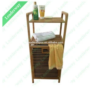 Bamboo Laundry Hamper with Lid and Cloth Liner Rectangular Spa-Style Bamboo Clothes Bin Baskets