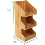 Bamboo Tea Bag Box Office Accessories Caddy Condiment Bag Organizer with Acrylic Front