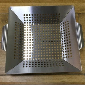 Barbecue grill pan  kitchen accessories stainless steel square vegetables bbq grill basket