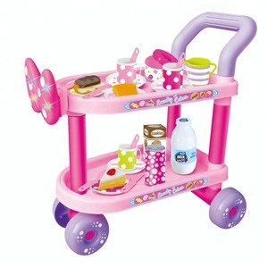 Beautiful Mobile Kids Kitchen Toys ABS Bowknot Dining Car Toys for Sale