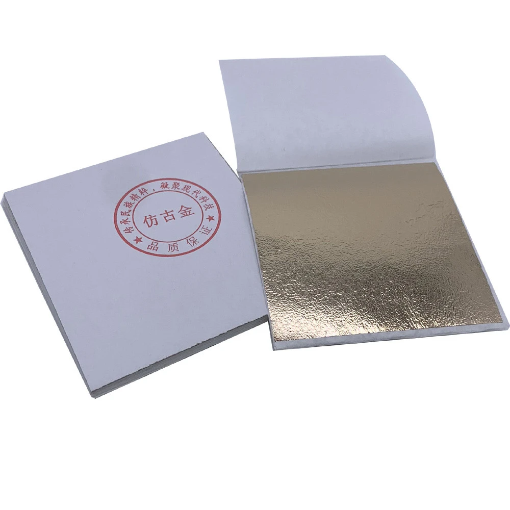 Best Price Colorful Antique Gold Taiwan Imitation Gold Leaf Foil Paper Sheets 8 X 8.5 Cm 500 Pcs Per Package