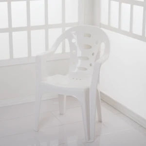 China White Plastic Chair, White Outdoor Stackable Plastic Chairs