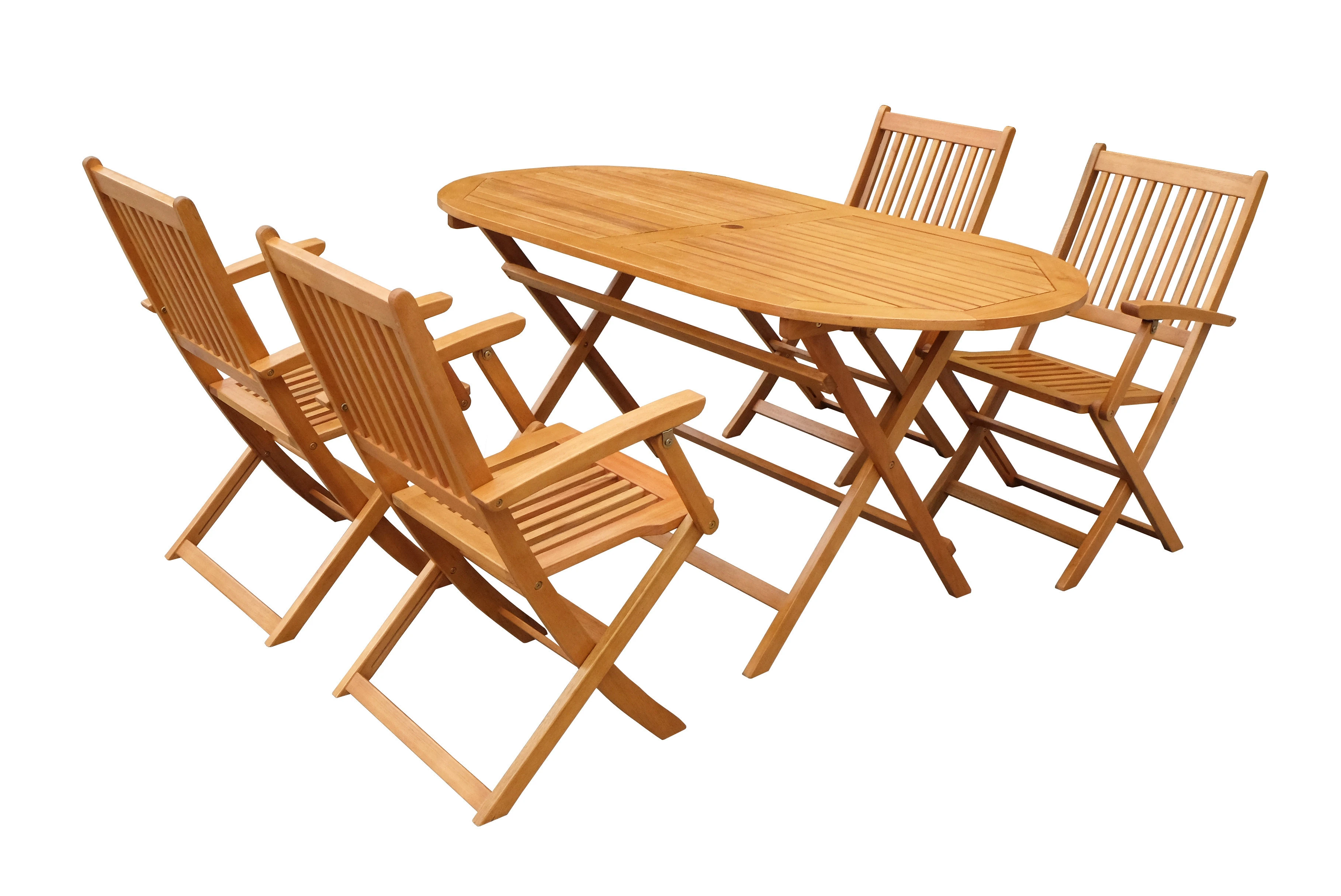 Best Seller Product Set Outdoor with Folding 1 Table and 4 Armchair  Eucalyptus Made In Vietnam