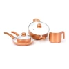 Best Selling Kitchen Pot Set  Stock Pot 6 pieces 1.6mm aluminum cookware with gold and ceramic coating