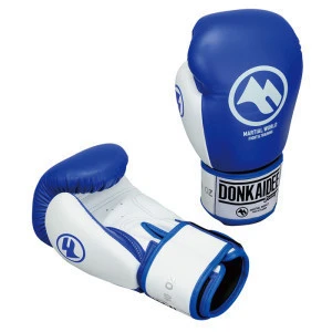 Big blue leather boxing gloves for both practice and competitions