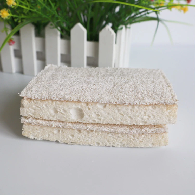 Biodegradable Cellulose Sponge Loofah Fiber Scouring Pad Dishwashing Kitchen Dish Scrubber Sponge