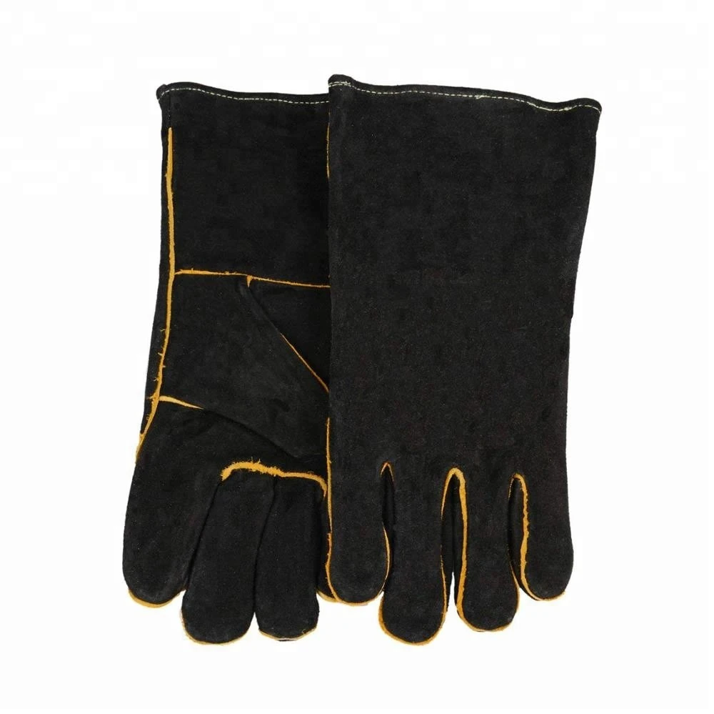Black Cow Split Leather Heavy Duty Welding Gloves cuero	guantes soldar trabajo