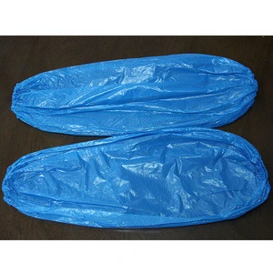 Blue disposable band pe waterproof oversleeve with elastic
