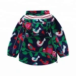 Boutique owl bird pattern warm jacket baby girl hooded jacket  for kids