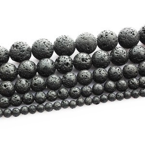 Bulk Wholesale Black Volcanic Lava Stone Beads Natural Stone Round Loose Beads for Jewelry Making 4 6 8 10 12mm DIY Bracelet