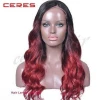 burgundy lace front wig hiperlon fiber lace front wig 100% modacrylic fiber