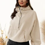 C CLOTHING Manufacturer Women Hooded Sweatshirt Half Zip Over sized Teen Girls Hoodies With Custom Logo