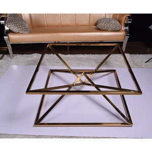 C16 Living room centre table glass top gold center coffee  table design