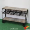 caster vintage style wood metal industrial furniture sideboard