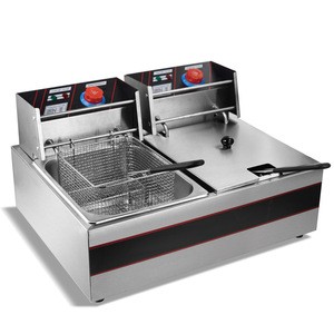 CE Proved Best Selling Commercial KFC Fryer Machine 2 Tanks Counter Top Stainless Steel Automatic Deep Fryer Electric