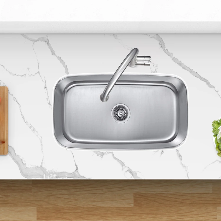 Cheap price rectangle shape simple design basin stainless steel single bowl undermount kitchen sink