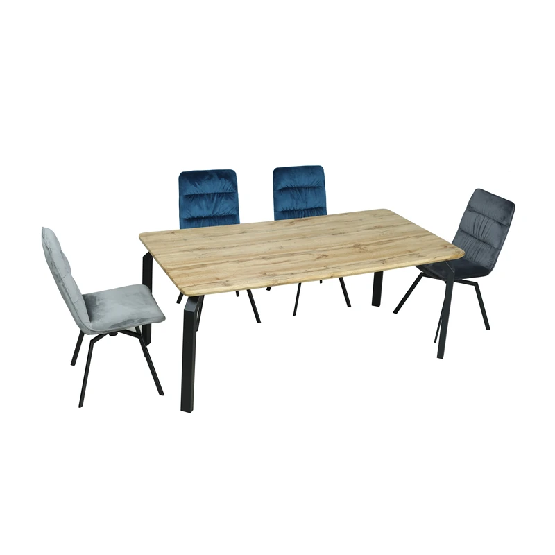 cheap price simple design modern dining room furniture  and natural wood color dining table  with metal legs
