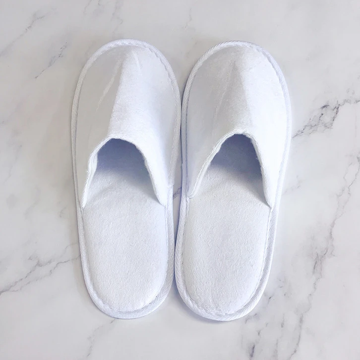 Cheap wholesale high quality white disposable bathroom velvet slippers for hotels